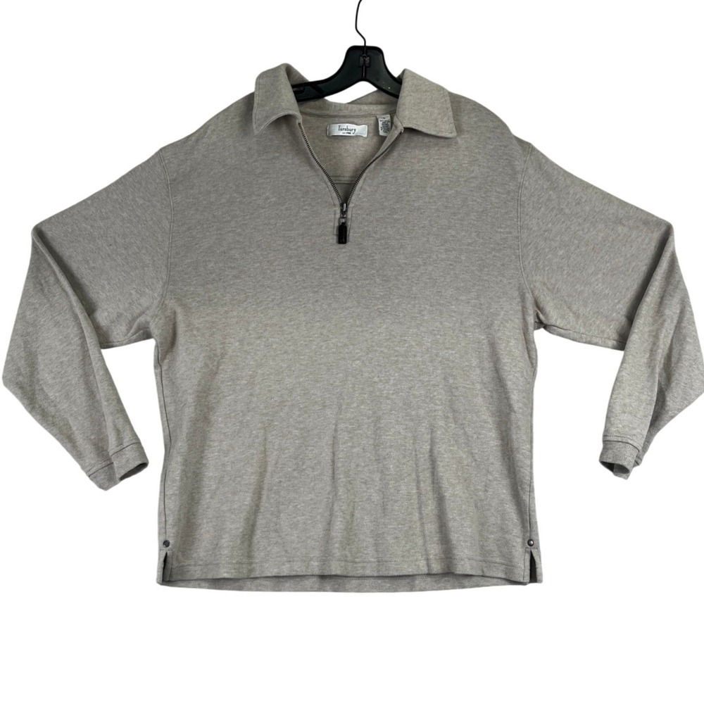 Turnbury Quarter Zip Pullover Sweater Mens Large Oatmeal‎ Heather Preppy Casual